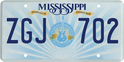 MS license plate ZGJ702