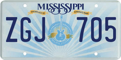MS license plate ZGJ705