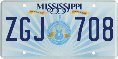 MS license plate ZGJ708
