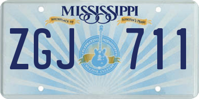 MS license plate ZGJ711