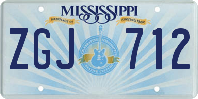 MS license plate ZGJ712