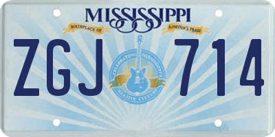 MS license plate ZGJ714