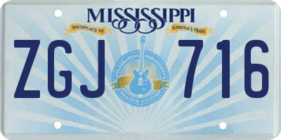 MS license plate ZGJ716