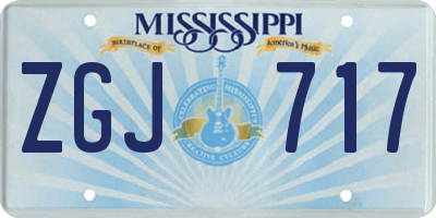 MS license plate ZGJ717