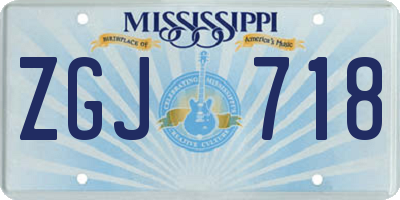 MS license plate ZGJ718