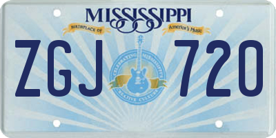 MS license plate ZGJ720