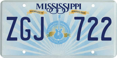 MS license plate ZGJ722