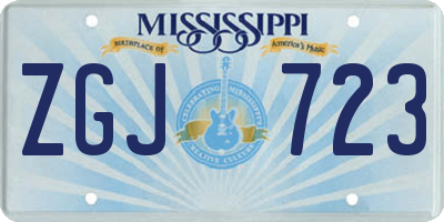 MS license plate ZGJ723