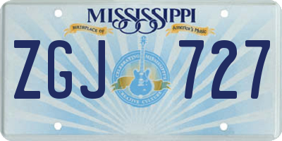 MS license plate ZGJ727