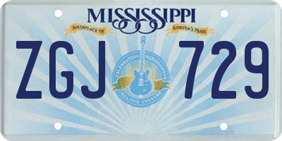 MS license plate ZGJ729