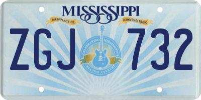 MS license plate ZGJ732