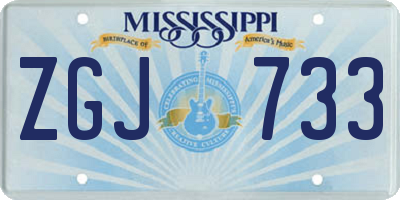 MS license plate ZGJ733