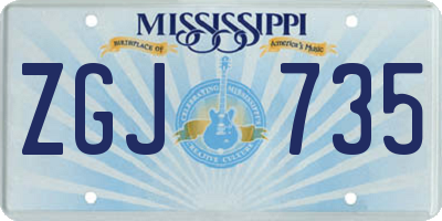 MS license plate ZGJ735