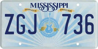 MS license plate ZGJ736