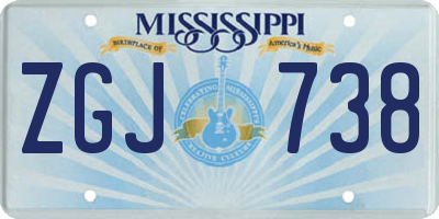 MS license plate ZGJ738