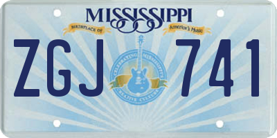 MS license plate ZGJ741