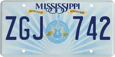 MS license plate ZGJ742