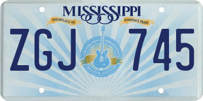 MS license plate ZGJ745