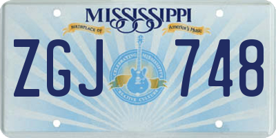 MS license plate ZGJ748