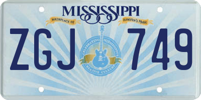 MS license plate ZGJ749