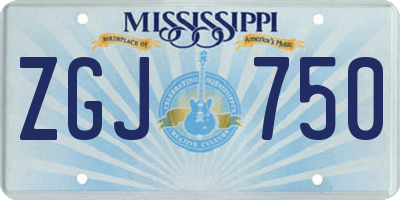 MS license plate ZGJ750