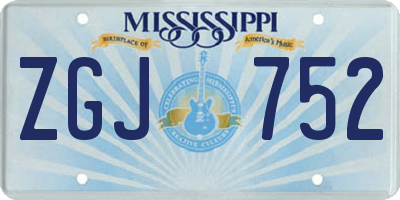 MS license plate ZGJ752