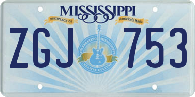 MS license plate ZGJ753