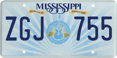 MS license plate ZGJ755