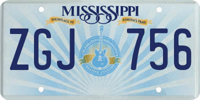 MS license plate ZGJ756