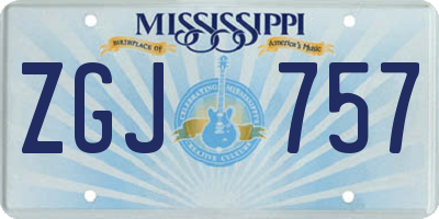 MS license plate ZGJ757