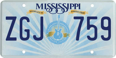 MS license plate ZGJ759