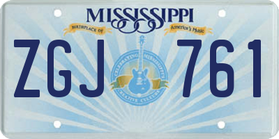 MS license plate ZGJ761