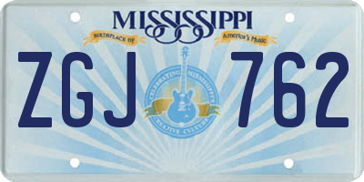MS license plate ZGJ762