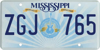 MS license plate ZGJ765