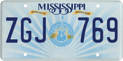 MS license plate ZGJ769