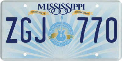 MS license plate ZGJ770