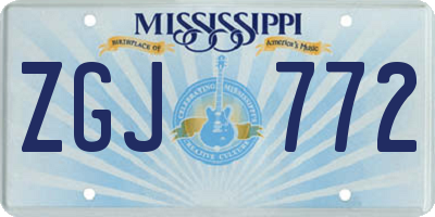 MS license plate ZGJ772