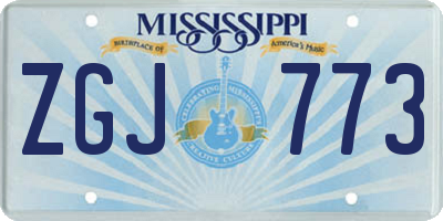 MS license plate ZGJ773