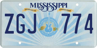MS license plate ZGJ774