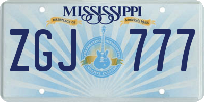 MS license plate ZGJ777