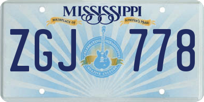 MS license plate ZGJ778