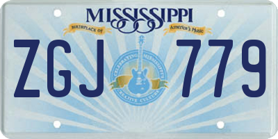 MS license plate ZGJ779