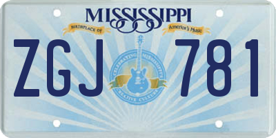 MS license plate ZGJ781