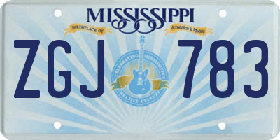 MS license plate ZGJ783