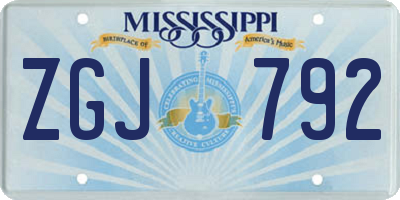 MS license plate ZGJ792