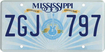 MS license plate ZGJ797