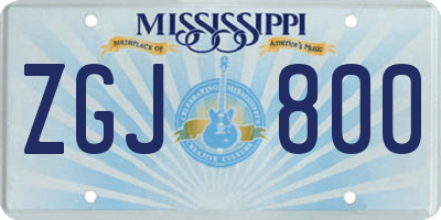 MS license plate ZGJ800