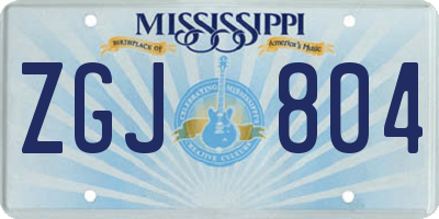 MS license plate ZGJ804