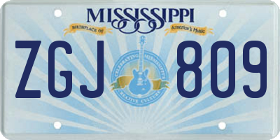 MS license plate ZGJ809