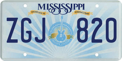 MS license plate ZGJ820